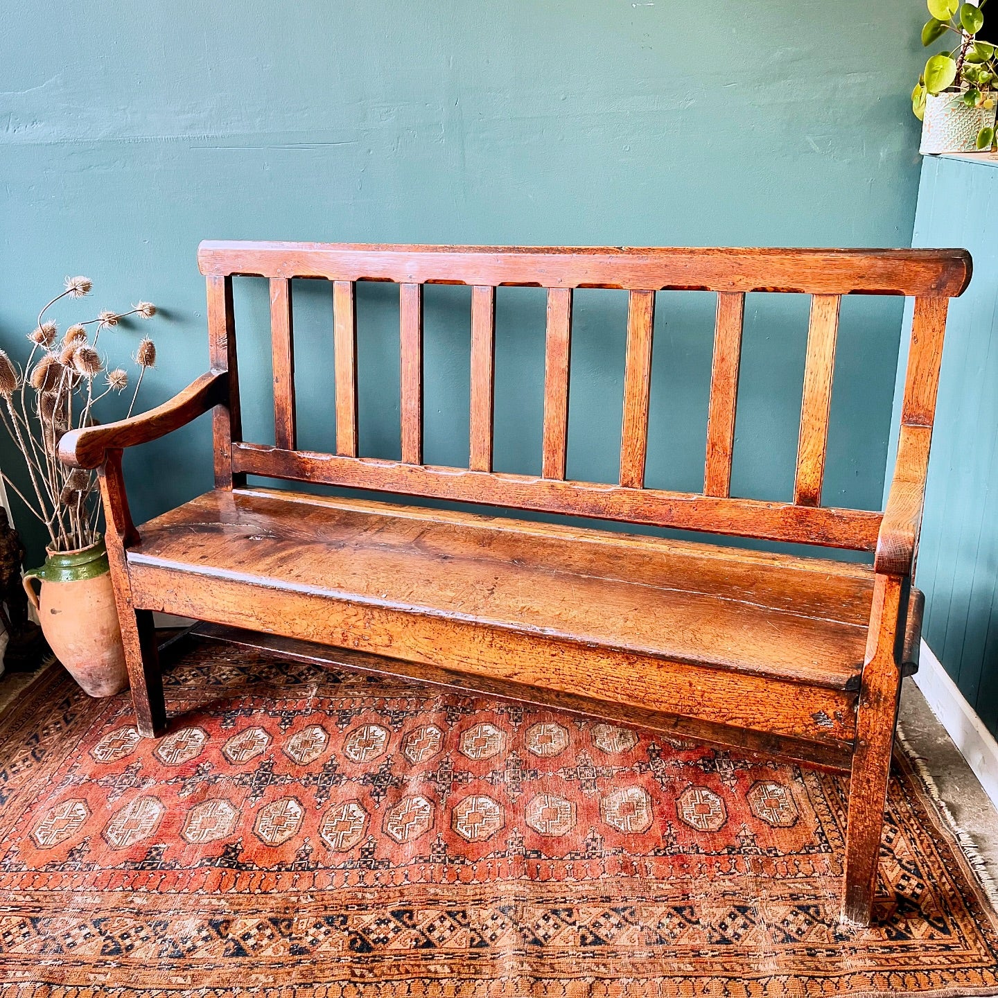 Georgian oak hall bench image 0