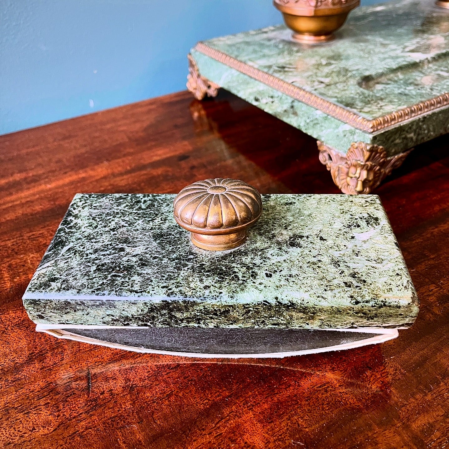French marble ink stand and blotter  image 1